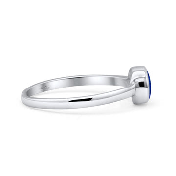 Round 6mm Thumb Ring Statement Fashion Ring Plain Band 925 Sterling Silver Petite Dainty Simulated Blue Lapis
